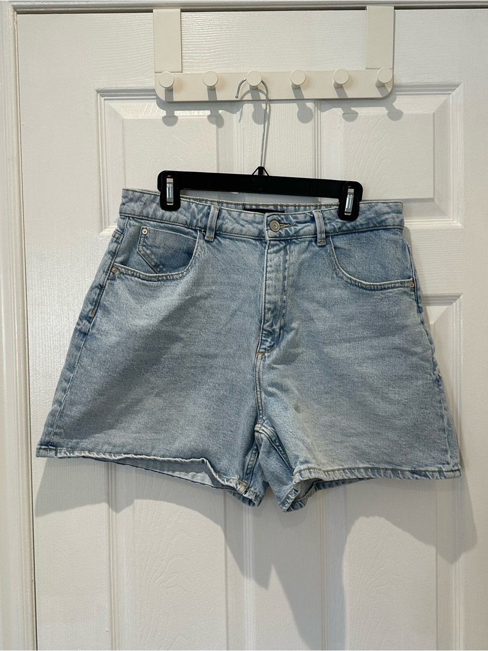 Zara Classic High-Waisted Light Blue Denim Shorts